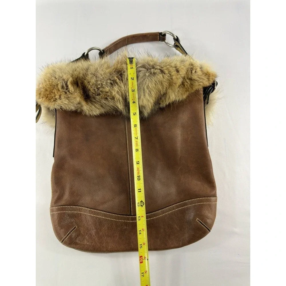 COACH Vintage 2004 Archival Rare Piece Cowhide & COYOTE FUR Hobo No. 1426 Purse